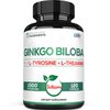 1000mg Ginkgo Biloba Supplements with L-Tyrosine, L-Theanine - 120 Capsules for 2-Month Supply - Support Focus, Mermory Function, Brain Health & Vision Quality
