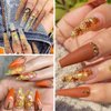 12 Grids 3D Maple Leaf Nail Glitter Sequins Fall Nail Art Stickers Decals Holographic Laser Red Gold Yellow Orange Fall Glitter Leaves Designs Autumn Nail Charms Thanksgiving Nail Art Decorations