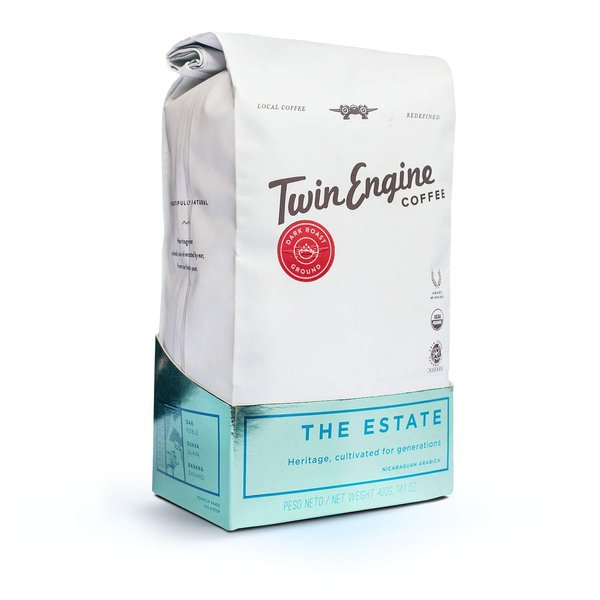 Twin Engine Coffee ESTATE BLEND - Dark Roast, Ground Coffee, Nicaraguan Coffee, 400g 14.1oz | Rich Specialty Grade Coffee packaged at the source | Nicaragua's Coffee