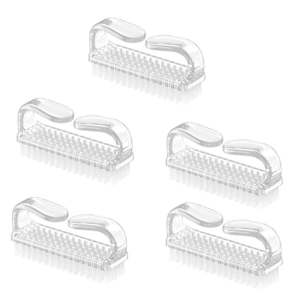 5 Pcs Fingernail Brush Nail Brush For Cleaning Fingernails Handle Nail Brushes Transparent Nail Cleaning Brushes Small Nail Scrubbers for Toes and Nails
