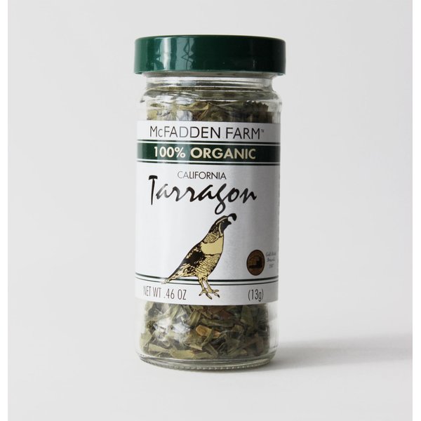McFadden Farm Organic Tarragon, Dried Herb, Grown and packed in the U.S.A, 0.46 oz in glass jar
