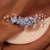 Bridal Hair Combs, Wedding Hair Comb Set Crystal Flower Hair Clips Bride Bridesmaid Hair Sides Comb Rhinestone Barrettes, Pearl Flower Hair Pins Hair Accessories for Women Girls (Light Blue)