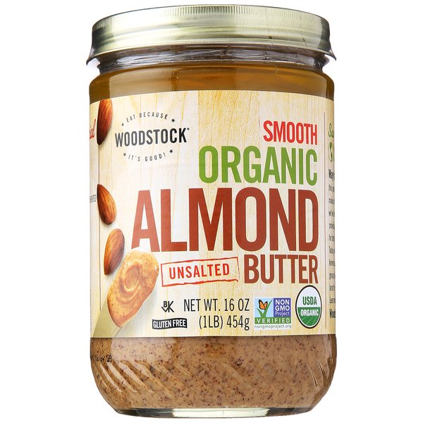 Woodstock Smooth Organic Lightly Toasted Almond Butter, Unsalted, 16 oz
