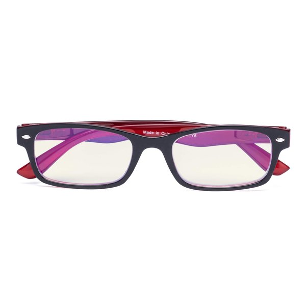 CessBlu Blue Light Filter Eyeglasses Readers,Anti Blue Rays,UV Protection,Computer Reading Glasses for Men Women(Black-Red) +0.5
