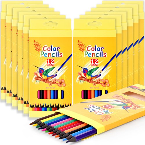 GOEJGSDJ Colored Pencils Bulk,144 Count Colored Pencils for Kids, 12 Packs Colored Pencils Bulk 12 Colors, Back to School Supplies For Teachers,Back to School Supplies, Classroom Prizes