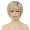 Tseses Short Blonde Wigs with Bangs for Women Natural Layered Fluffy Daily Synthetic Hair Wig(Blonde and Dark Roots)