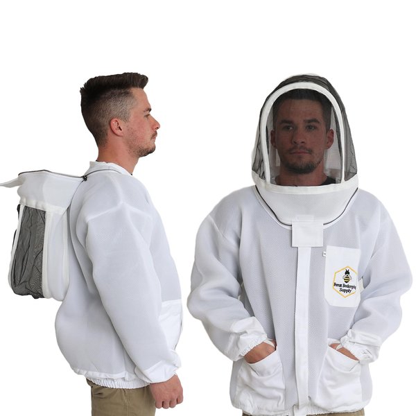 FOREST BEEKEEPING SUPPLY - Ventilated Jacket - Clear View Fencing Veil YKK Brass Zippers Ultra Light Weight & Maximum Protection Professional & Beginner Beekeepers (3XL)