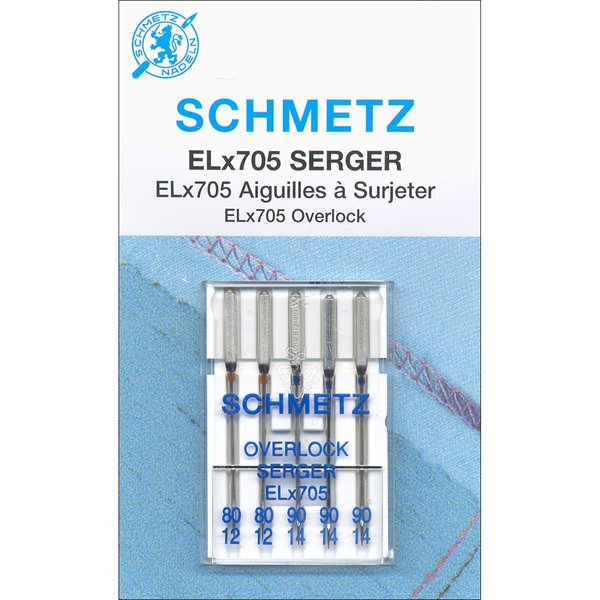 Euro-Notions 1840 ELX705 Serger Needles, Sizes 12/80 (2), 14/90 (3)