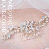 Foyte Crystal Wedding Hair Comb Rhinestone Hair Piece Silver Flower Bride Headpieces Leaf Bridesmaid Side Hair Combs for Women