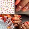 6 Sheets Fall Nail Art Stickers Autumn Maple Leaf Nail Decals Cute Cartoon Squirrel Sunflower Maple Leaves Nails Design 3D Self-Adhesive Nail Art Supplies Thanksgiving Manicure Decorations for Women