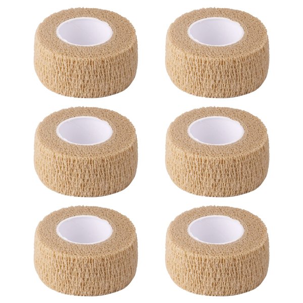 6pc-1 Inch Wide Skin Colour Elastic Self- Adhesive Bandage Finger Tape,Wrap Bandages, for Wrist and Ankle Sprains & Swelling