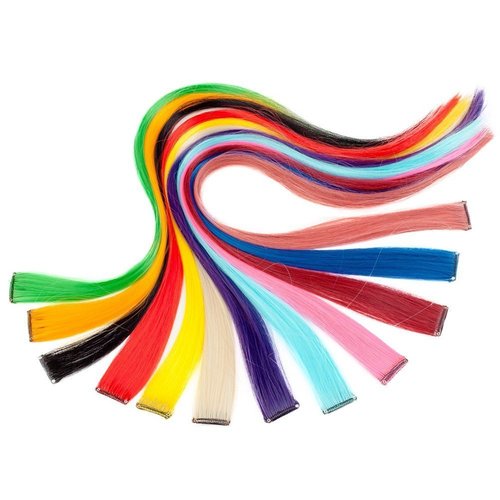 10 Pcs Assorted Color Highlights Colorful Hair Extensions Hairpieces Beauty Hair Clip On Salon Supply Hair Pieces Costume Accessory for Party or Daily
