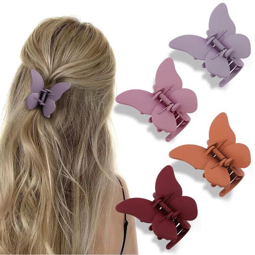 ATODEN Butterfly Hair Clips 4Pcs Hair Claw Clips for Women Butterflies Clips for Girls Cute Hair Clips Matte Hair Claws Butterfly Hair Accessories Jaw Clips for Thin and Medium Hair Clips Gifts