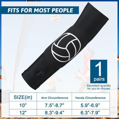 Minatee Volleyball Arm Sleeves Passing Hitting Forearm Sleeves with Protection Pads and Thumb Hole Padded Volleyball Sleeves (1 Pair, 12 Inch)