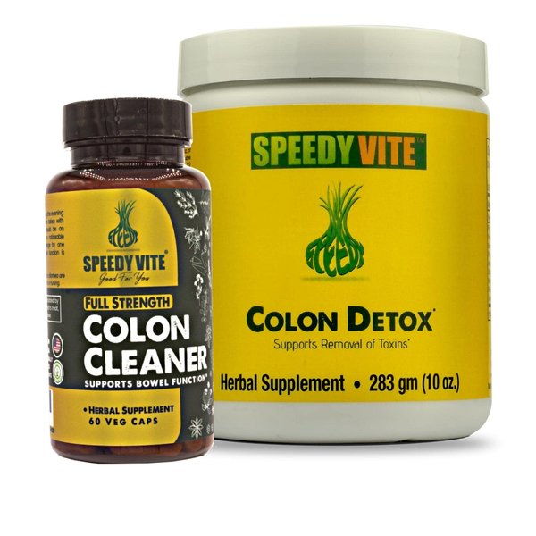 SpeedyVite Complete Colon Detox & Cleanse Set (10oz Powder Detox, 60 Veg Tablet Cleanse)