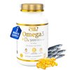 SIGNIFY NATURE Omega 3 Fish Oil Supplement with Vitamin D3 5000 IU - 1000mg Triglyceride Capsules for Brain Health - Omega3 EPA DHA + VIT D 3-90CT