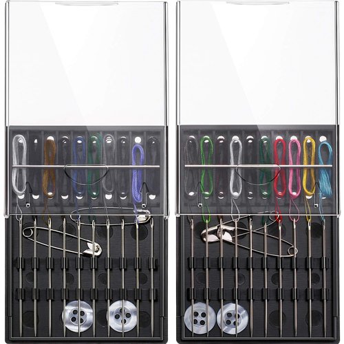 HESTYA 2 Boxes (20 Pieces) Pre Threaded Needle Kit Assorted Color (Black)