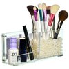 AMT CLEAR Acrylic Make Up Organizer, Business License Frame for Cosmetology or Other Businesses, Makeup Brush Holder, Pen Holder,Business Card Display (Cream)