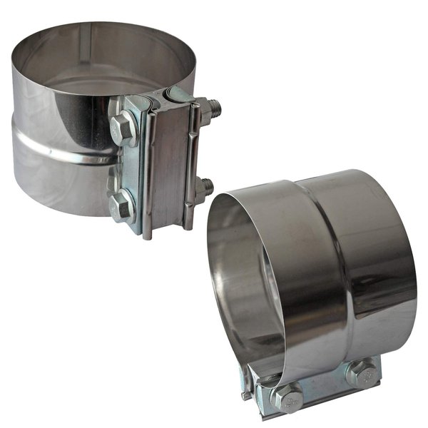 4" Lap Joint Exhaust Band Clamp - Stainless Steel Lap Joint Exhaust Band Clamp With 1 Block 2Pcs For 4" Od To 4" Id Exhaust Pipe, Muffler, Elbow And Exhaust Tubing Connection(2 Pack)