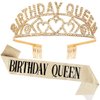 Birthday Crowns for Women, Didder Birthday Queen Rhinestone Tiara & Sash Kit,Birthday Tiaras and Crowns for Women Gold Crown for Girls Birthday Girl Crown 21 Glitter Birthday Sash for Women Gift Party