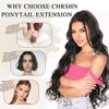 CHRSHN Ponytail Extension, Black Drawstring Ponytail Extension for Women 26 Inch Long Wavy Ponytail Extension Synthetic Clip in Pony Tails Hair Extensions for Women Girls