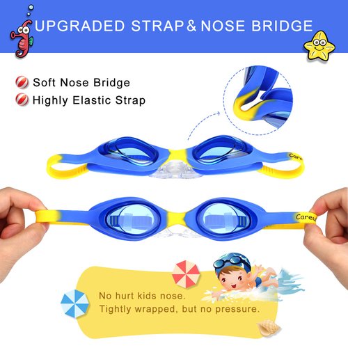 Careula Kids Swim Goggles, Swimming Goggles for Boys Girls Kid Toddlers Age 2-12