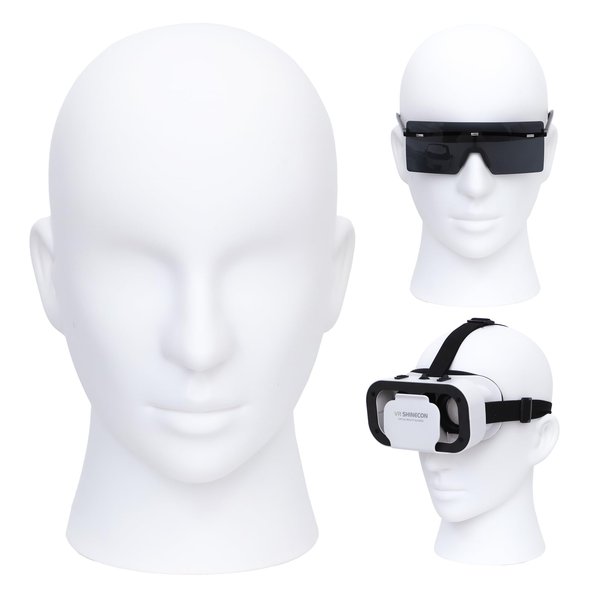 Male Mannequin Head Professional PVC Manikin Head for Display Wigs Hats Headphone Mask Sunglasses Scarf Jewelry Display Stand (Matte White)