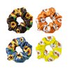 WIRESTER 4 Pcs Satin Hair Scrunchies, Silk Hair Ties, Soft Elastic Hair Bands Ponytail Holder, Silky Curly Hair Accessories for Women Girls - Sunflowers Daises Pattern