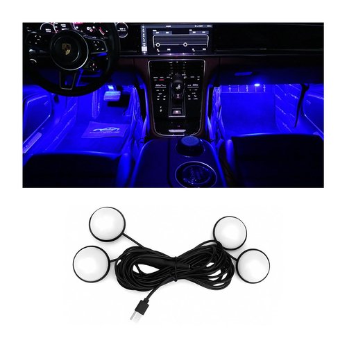 BESULEN Car Interior LED Lights, Automotive Ambient Neon Light Kit with USB Port, Car Accessories, Gifts for Men and Women, 4 in 1 Decoration Lights for Car, Garden, Home, Party（Blue）