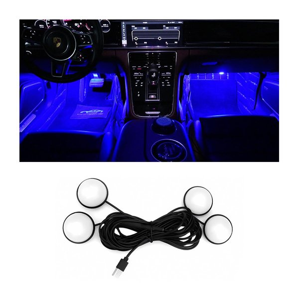BESULEN Car Interior LED Lights, Automotive Ambient Neon Light Kit with USB Port, Car Accessories, Gifts for Men and Women, 4 in 1 Decoration Lights for Car, Garden, Home, Party（Blue）