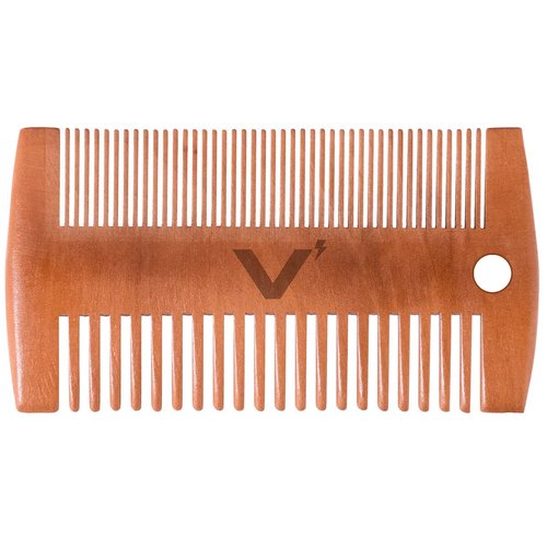 Volt Twin Beard and Mustache Comb for Men - All Natural Pearwood - Double-Sided Travel Size Pocket Comb for Detangling and Styling Beard - Men's Grooming Products
