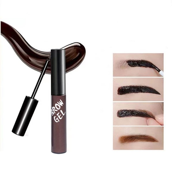 Tattoo Peel Off Eyebrow Gel, Semi Permanent Tattoo Gel Brow Stain, Waterproof Eyebrow Kit, Tattoo Brow Peel Off Tint Gel for Fuller & Defined Looking Brows, Last Up to 3 Days (Dark Brown, 2PCS)