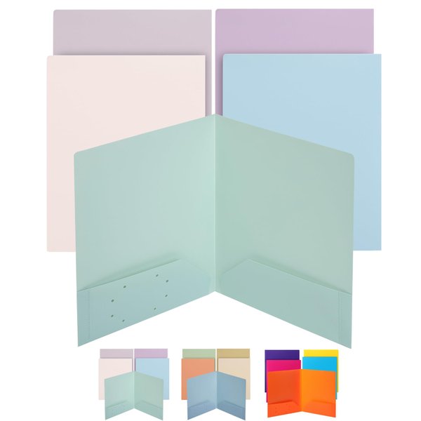 Mr. Pen- Plastic Folders with Pockets, 5 pcs, Muted Pastel Colors, 2 Pocket Plastic Folders, File Folders with Pocket