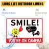 4-Pack 10x7-inch Aluminum UV-Printed Camera Surveillance Signs - Smile Reminder: "You're On Camera!" - High Visibility Safety Warning Plaque for Home & Business Use