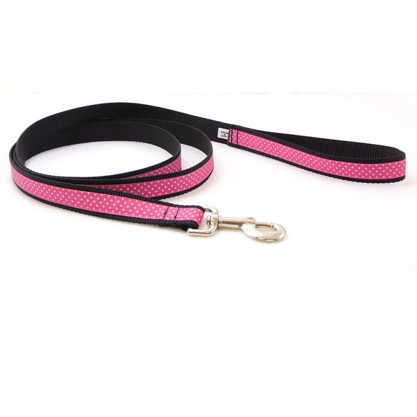 Sylvans Sunset Polka Dot Pink/Black Dog Leash (Lg-1" x6')