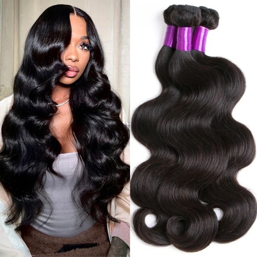 Vallbest 3 Bundles Body Wave Bundles Human Hair 18 20 22 Inches 16A 100% Unprocessed Virgin Weave Bundles Human Hair Extensions Quick Weave Natural Black Color For Black Women