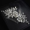 JWICOS Silver Bride Wedding Hair Comb Crystal Pearl Flower Bridal Headpiece Hair Accessories for Women and Girls