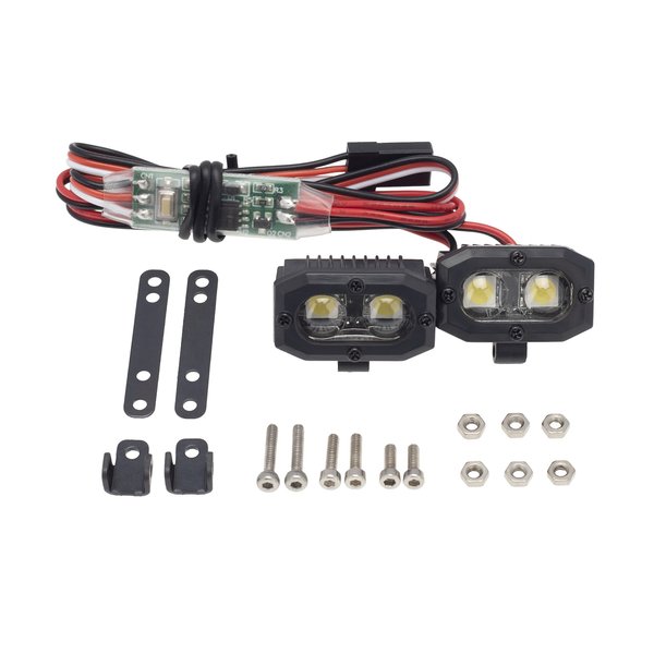 DKKY RC Car Lights LED Spotlights 1/10 Scale RC Crawler Accessories for Axial SCX10 90046 Traxxas TRX4 TRX6 Wraith RR10 MST Redcat Gen8 (2 Dual Lights w/Controller)