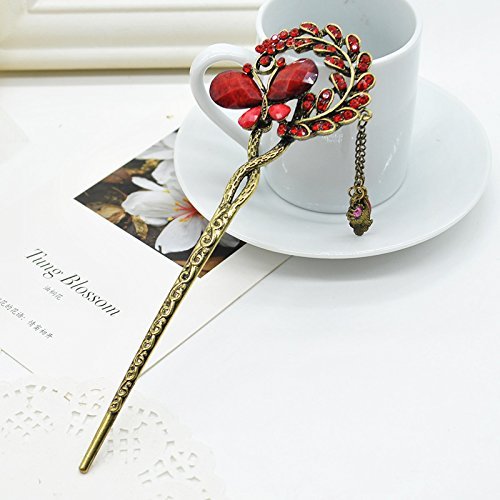 Vintage Chinese Women's Butterfly Crystal Hair Stick, Bridal Hair, Wedding Hair, Bride Hair Jewelry