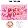 Qpout Preppy Happy Birthday Backdrop Pink Preppy Birthday Banner Hot Pink Birthday Photography Background for Girls Women Preppy Party Decorations Hot Pink Birthday Decorations