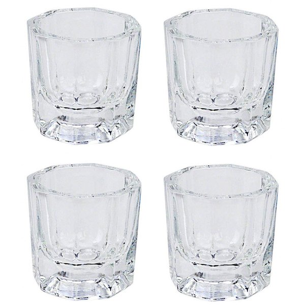 4 Pcs Mini Glass Crystal Cup Nail Art Acrylic Liquid Powder Dappen Dish Bowl Glassware Nail Art Tools