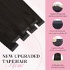 MAXITA Tape in Hair Extensions Human Hair Dark Brown 18 Inch 50g 20pcs Remy Human Hair Extensions Straight Seamless Real Hair Extensions Tape in Skin Weft Hair Extensions for Women