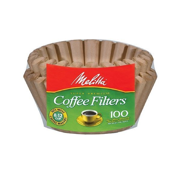 Melitta Basket Coffee Filters, 8-12 Cup, Natural Brown,100 Ea (1)