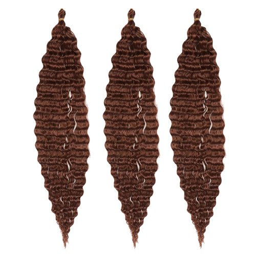 30 Inch Ocean Wave Crochet Hair Extensions for Women 3 Packs/Lot Deep Ripple Crochet Twist Braiding Hair Curly Synthetic Braids Hair(30",Dark brown)…