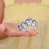 JWICOS Princess Comb Mini Crystal Hair Comb Silver Pearl Hair Comb Rhinestone Wedding Mini Headband Comb for Girls (Blue)