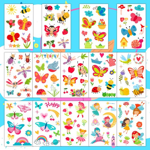 EMOME kids tattoos temporary, Fake Tattoos for Kids Party Favor, Boys and Girls Birthday Party Supplies Decorations Goodie Bag Stuffers (Butterfly)
