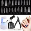Beetles Gel Nail Kit Easy Nail Extension Set 5 In 1 Nail Glue Gel Base Coat with Pre shaped Long Coffin Soft Gel Nail Tips and Led Nail Lamp Acrylic Nail Clipper for Nail Art Diy Home Manicure
