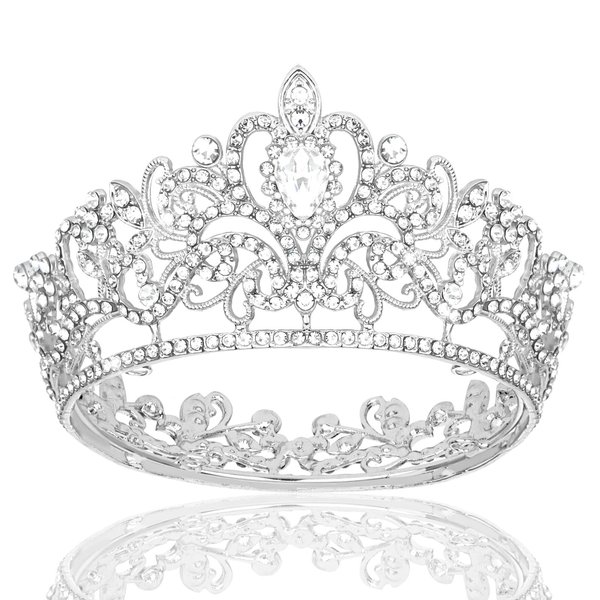 YARIEW Small Silver Crystal Crown for Little Girls Flower Bouquets Accessories Rhinestones Wedding Cake Topper Birthday Crown for Kids Cake Decorations Bridal Costume Cosplay Hair Accessories Gifts