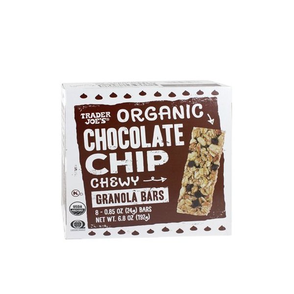 Trader Joe's Organic Chocolate Chip Chewy Granola Bars 6.8 oz. (Pack of 2 bxes)