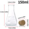 Young4us Glass Erlenmeyer Flask Set, (250 ml, 150 ml & 50 ml) Graduated Borosilicate Glass Erlenmeyer Flasks with Rubber Stoppers & Accurate Scales for Lab, Experiment, Chemistry, Science Studies etc